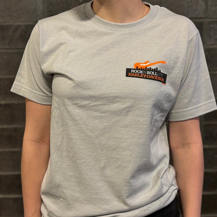Rock-N-Roll City Logo Short Sleeve T-Shirt Silver