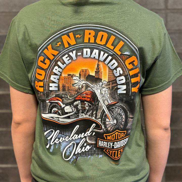Rock-N-Roll City Skyline T-Shirt Military Green