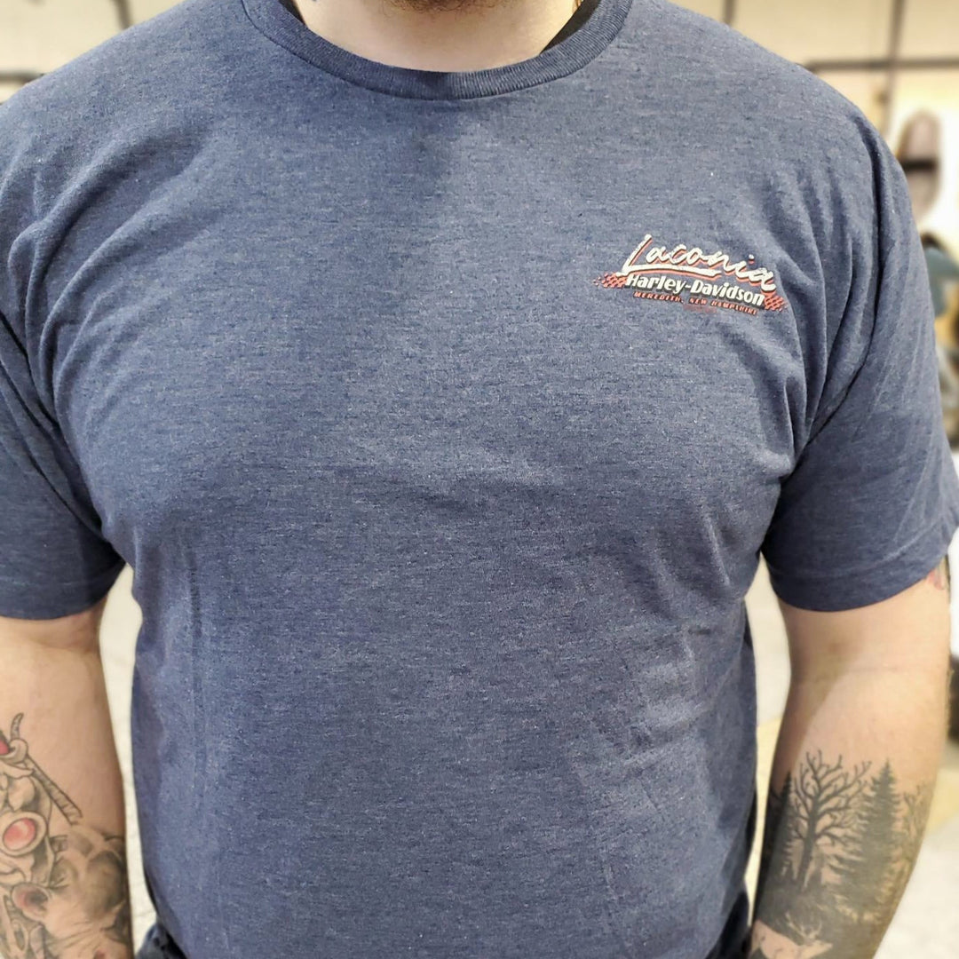 Laconia Motorcycle Week '25 Racer #1 T-Shirt Heather Navy