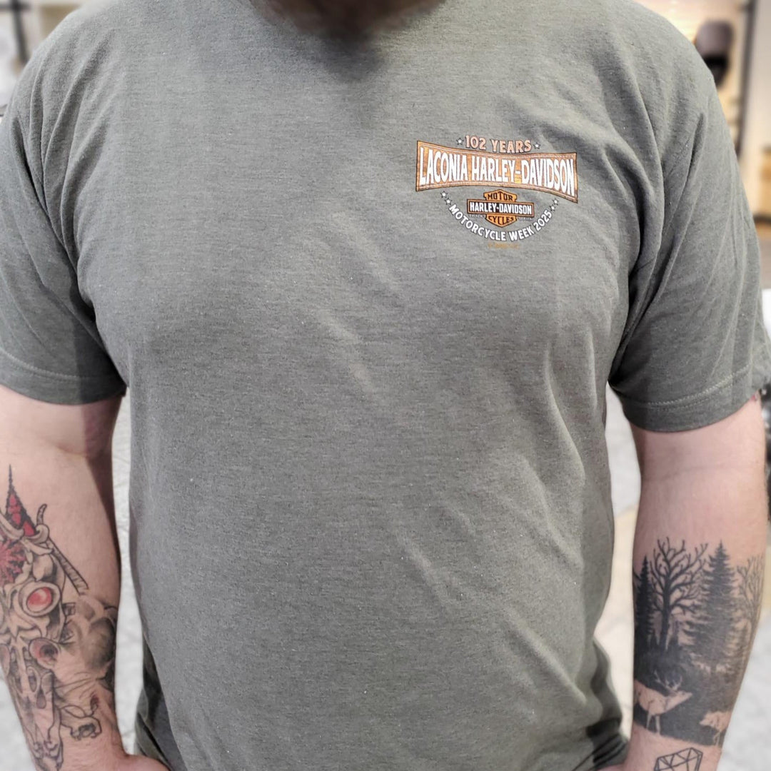 Laconia Motorcycle Week '25 Eagle T-Shirt Military Green