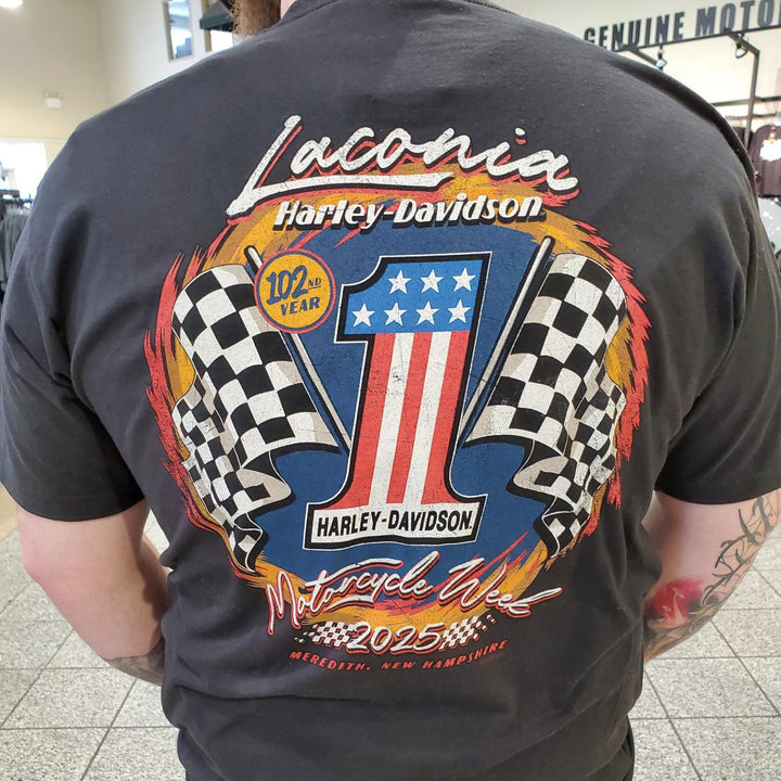 Laconia Motorcycle Week '25 Racer #1 T-Shirt Black