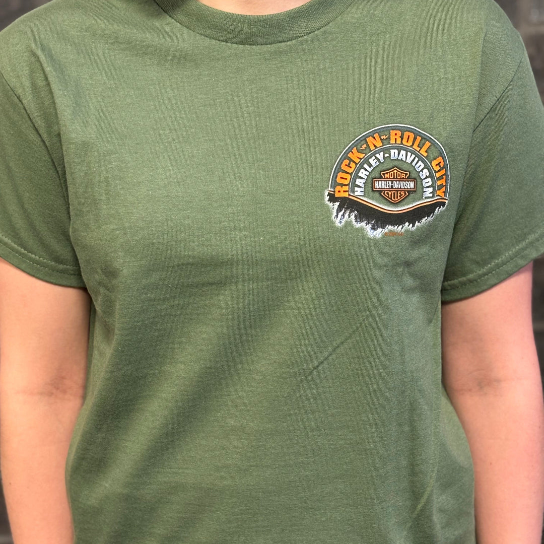 Rock-N-Roll City Skyline T-Shirt Military Green
