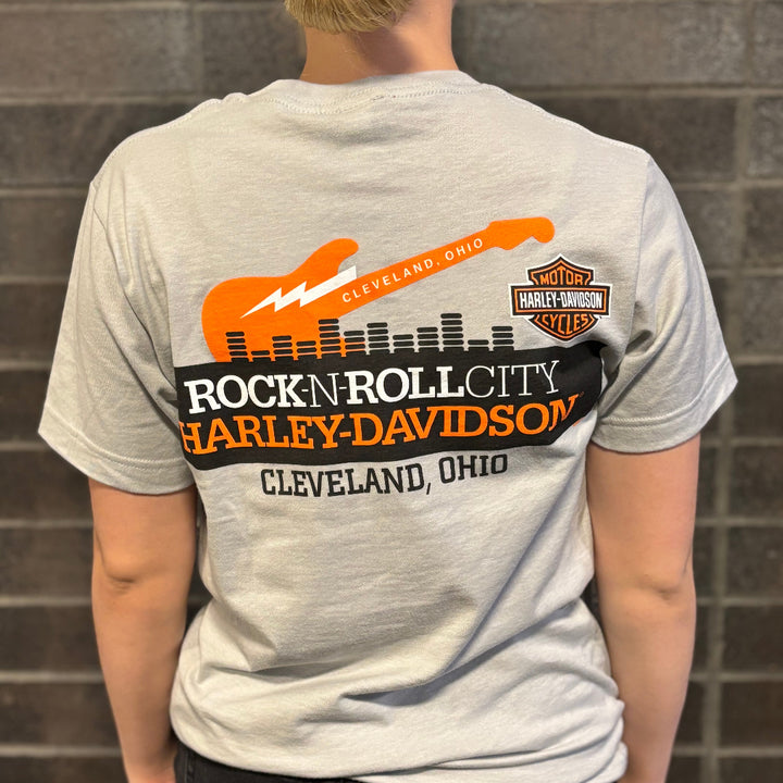 Rock-N-Roll City Logo Short Sleeve T-Shirt Silver