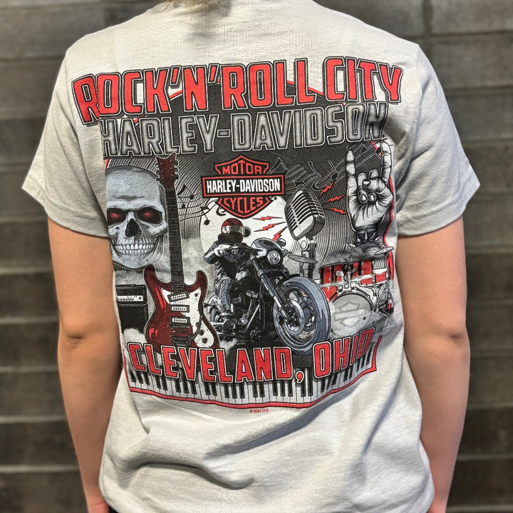 Rock-N-Roll City Poster Short Sleeve T-Shirt Silver