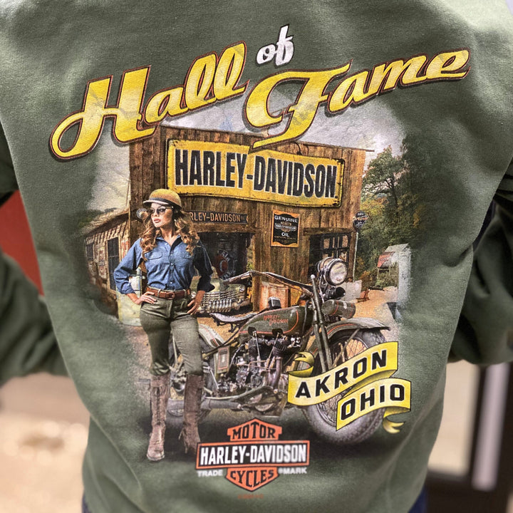 Hall of Fame She Rides Pullover Hoodie Military Green