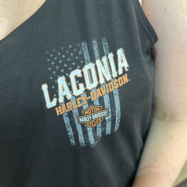 Laconia Distressed Flag Women's Tank Top Black