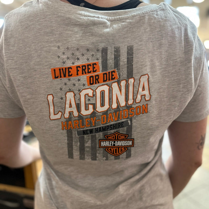 Laconia Distressed Flag Women's T-Shirt Gray
