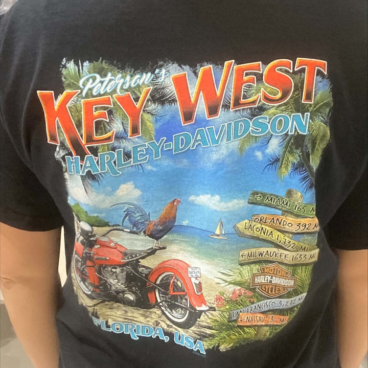 Peterson's Key West Bike Rooster T-Shirt Black
