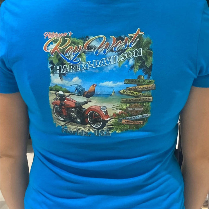 Peterson's Key West Bike Rooster Women's T-Shirt Turquoise