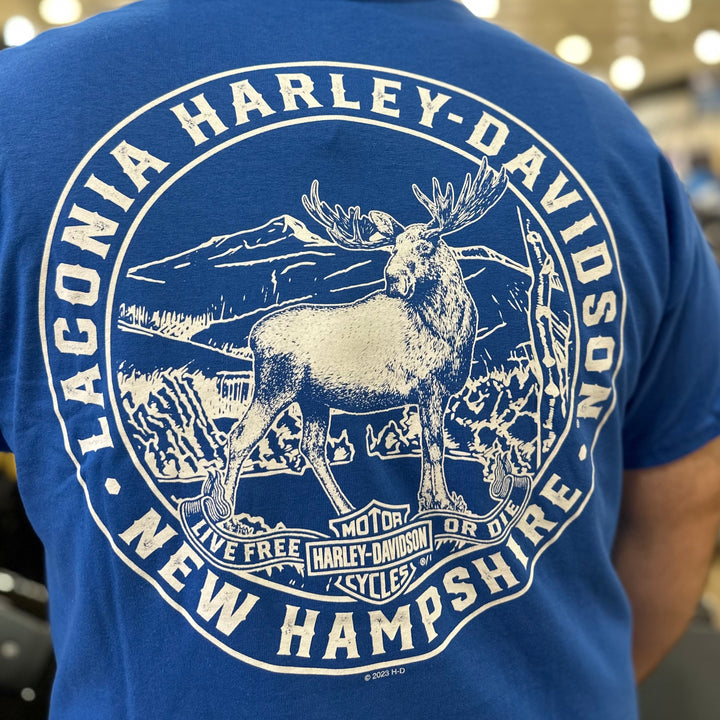 Laconia Moose Badge T-Shirt Royal Blue