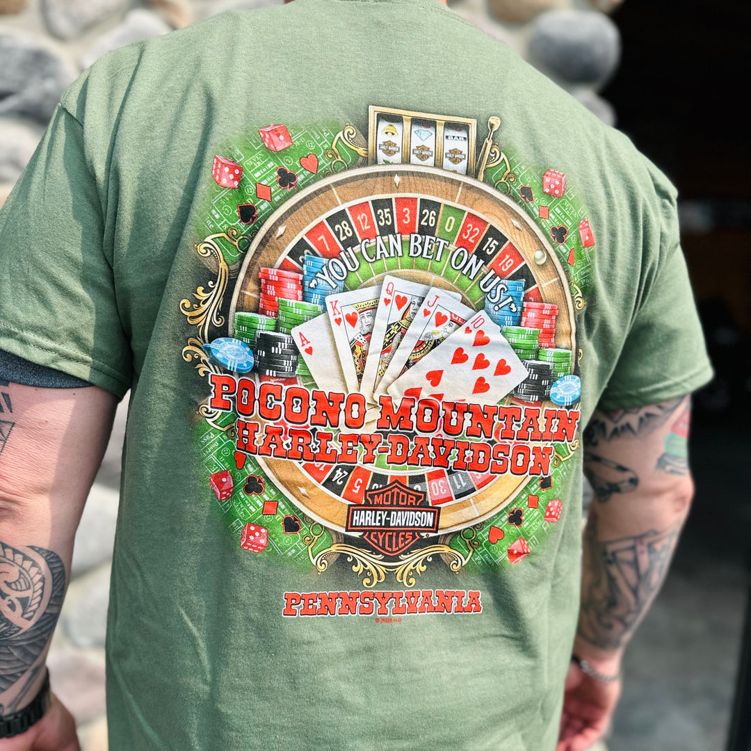 Pocono Mountain Casino T-Shirt Military Green