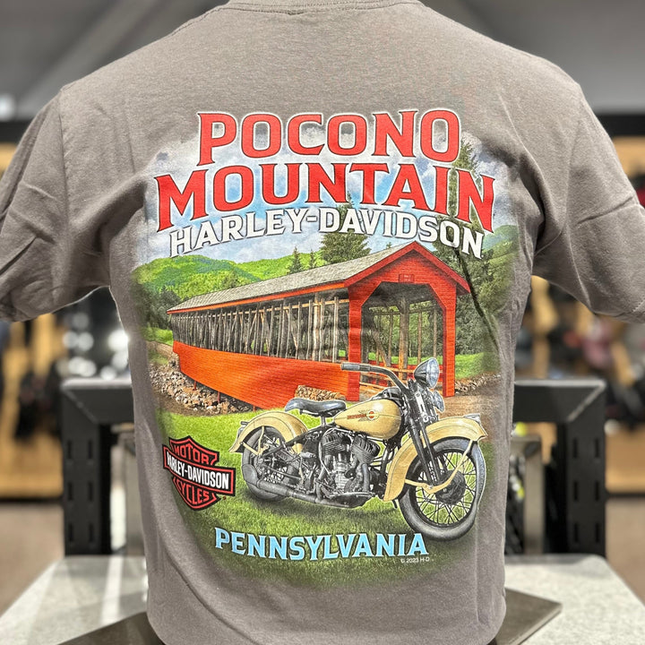 Pocono Mountain Covered Bridge T-Shirt Charcoal