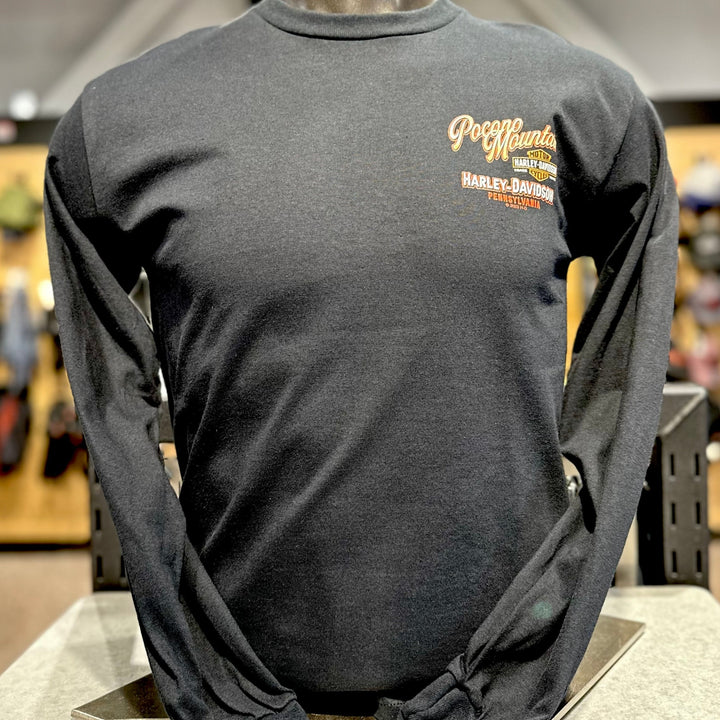 Pocono Mountain Waterfall Long Sleeve T-Shirt Black