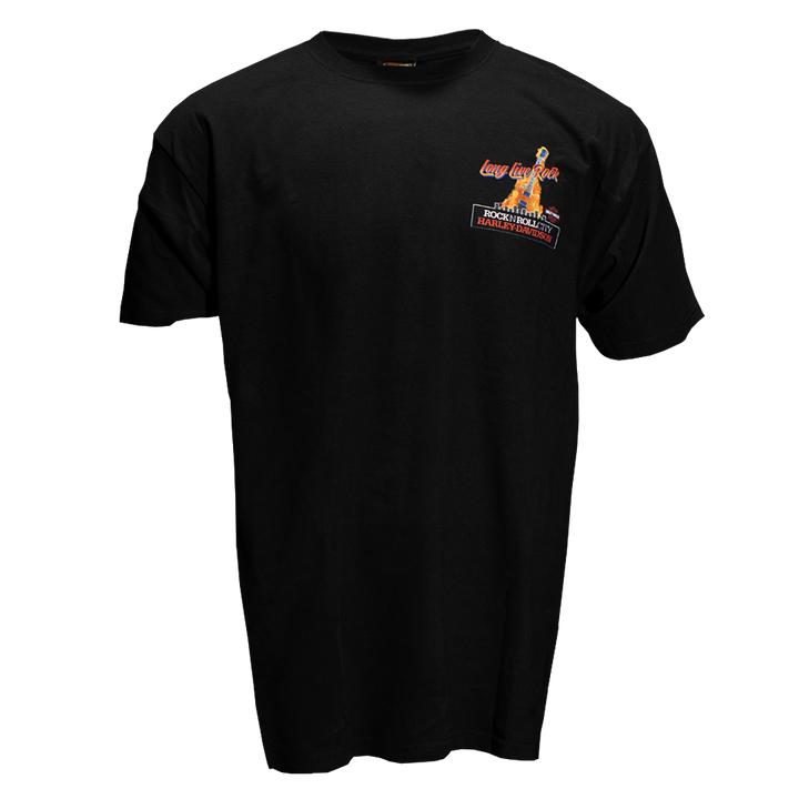 Rock-N-Roll City Flaming Guitar T-Shirt Black