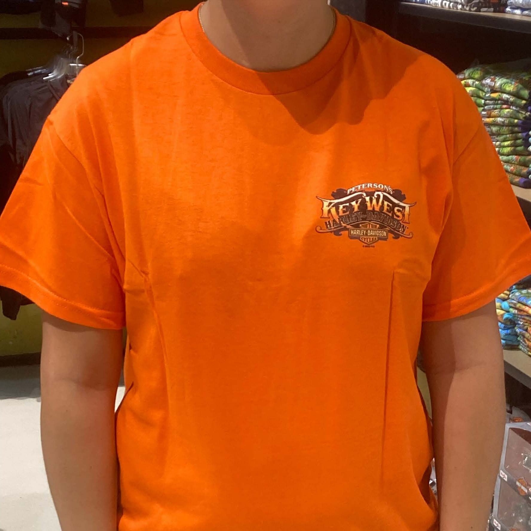 Peterson s Key West Vintage Pirate T Shirt Orange Orlando Laconia White Mountain Wildcat and Pocono Mountain Harley Davidson