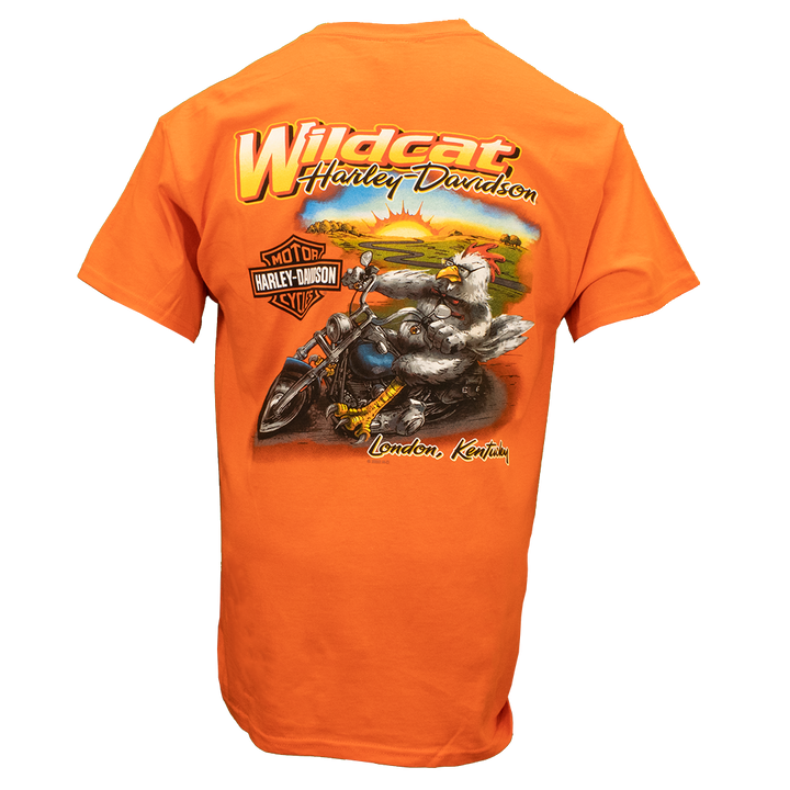 Wildcat Chicken Riding Men's Short Sleeve T-Shirt Orange